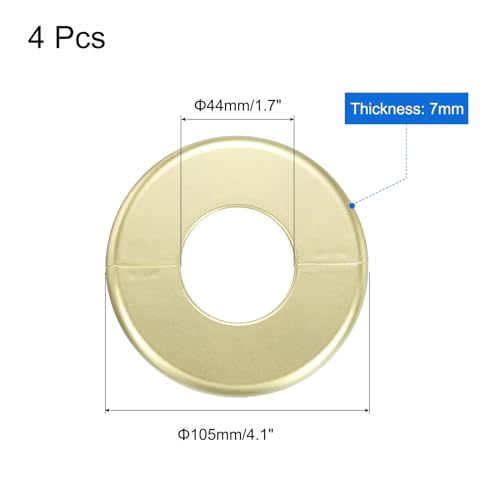 uxcell 4pcs Wall Split Flange 105mm / 4.1" OD Escutcheon Plate ABS Round Self-Adhesive Plumbing Cover Plates for 44mm / 1.7" Dia Water Pipe Faucet Decoration Accessories, Gold - color: Gold, size: 44mm