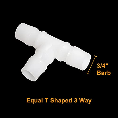 Feelers 3/4" Plastic Hose Barb Tee Fitting 10 Pack, Equal Barbed T-Shaped 3-Way Connector, Tube Splicer Union Adapter for Air Line, Fuel Line, Water Hose - size: 3/4 inch, style: 10pcs-T Shaped