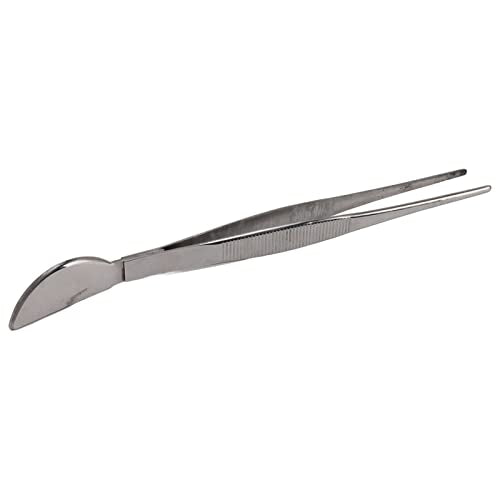 TOPINCN Bonsai Tweezers, Stainless Steel Long Plant Tweezers with Moon Spatula Head, Home Garden Potted Loosening Soil Plan Grass (Straight)
