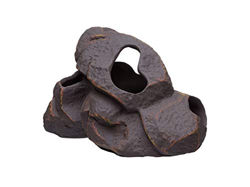 Aquarium Ceramic Decorations Cave Betta Stone Decor - Aquarium Fish Tank Hideway Decor for breeding Cichlids Plecos Betta Toys Hideout (Magma Rock)