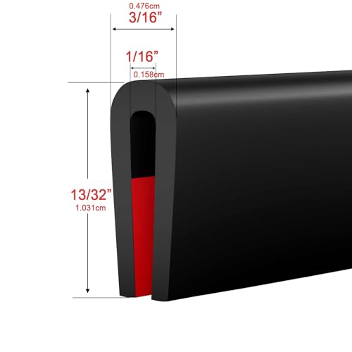 Silicone Edge Trim Self-Adhesive U Channel Silicone Edge Trim Edge Protector for Sheet Metal (Black, Fit 1/16" - L 10') - color: Black, size: Fit 1/16" - L 10'