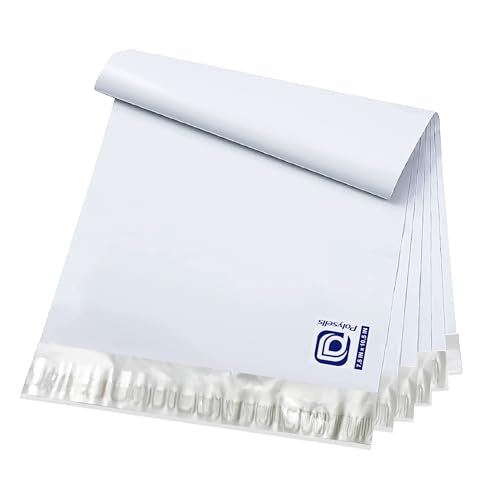 POLYSELLS 100 pcs 7.5x10.5 Inches White x Silver Poly Mailers Shipping Envelopes, Strong Adhesive Sealing, Waterproof, and Tear-resistant Postal Mailing Bags for Clothing, Books, and Accessories - size: 7.5"x10.5" 100 PCS