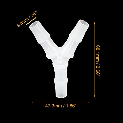 X AUTOHAUX 4 Pcs 3/8" Y Shaped Hose Barb Y Barbed Tube Pipe Fitting PP Translucent for Car