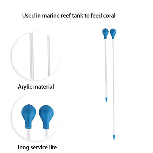2Pcs Coral Feeder, 40cm 60cm Long Acrylic Fish Feeding Tool for Aquarium Coral Anemones Brine Shrimp, Arylic Tube Body Safety Use, 1 Year, 30 Days Money Back, Long
