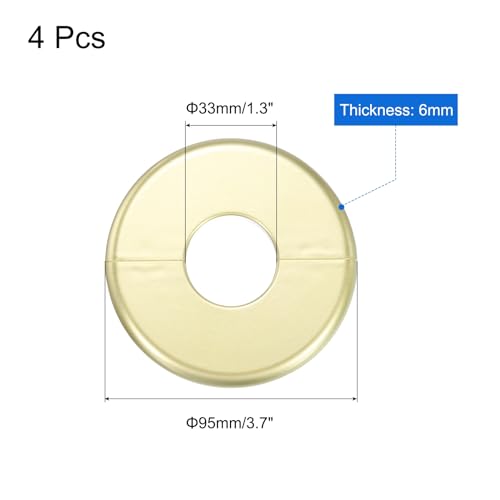 uxcell 4pcs Wall Split Flange 95mm / 3.7" OD Escutcheon Plate ABS Round Self-Adhesive Plumbing Cover Plates for 33mm / 1.3" Dia Water Pipe Faucet Decoration Accessories, Gold - color: Gold, size: 33mm