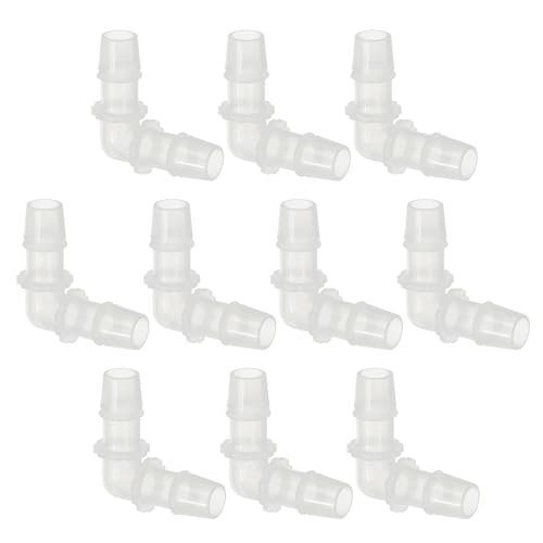 PATIKIL 1/2" Plastic Hose Barb 90 Degree Elbow, 10 Pack L-Barb Fittings 2 Way Equal Barbed Joint Connector Splicer Mender Hose Adapter Union Adapter for Aquarium Fuel Gas Liquid Air - size: 0.5 Inch