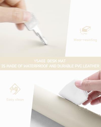 YSAGi Non-Slip Leather Desk Pad, Desk Matt for Desktop, Waterproof Laptop Computer Keyboard Mat, Table Protector Blotter Mat, Large Mouse Pad for Office/Work/Home/Decor(Cream, 31.5" x 15.7") - color: Cream, size: 31.5" x 15.7"
