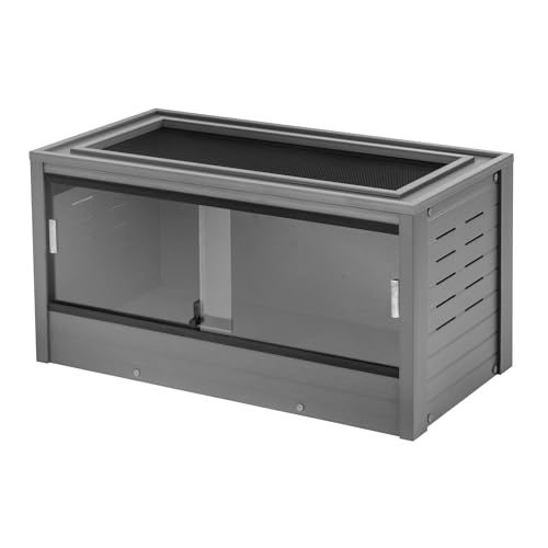New Age Pet ECOFLEX 36" Wide Medium Reptile Habitat, Mojave Lounge for Snakes, Tortoises & Lizards in Maple, Black & Grey, Easy Assembly, Sliding Glass Doors & Mesh Top - color: Grey, size: Medium