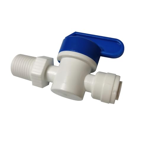 1/4" Male thread adapter to 1/4" o.d. tube shut off valve, Quick Connector Push-In Tube Fitting, for Reverse Osmosis Water Filter Purifier,5pcs. - size: 1/4" male thread x 1/4" o.d. tube