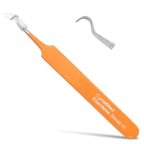 Blackhead Tweezer - Professional Curved Steel Tip Surgical Comedone & Splinter Extractor. Ideal Blemish & Acne Remover Tool Means Flawless Facial Skin (Orange) - color: Orange