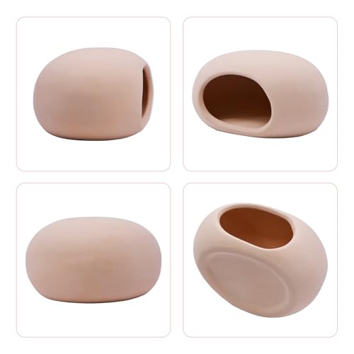 Saim Aquarium Decorations Ceramic Cave, Betta Fish Tank Accessories for Shrimp Cichlid Hiding Breeding Small Fish Bowl Hide Ornaments Betta Toys Hideout House - Natural Color
