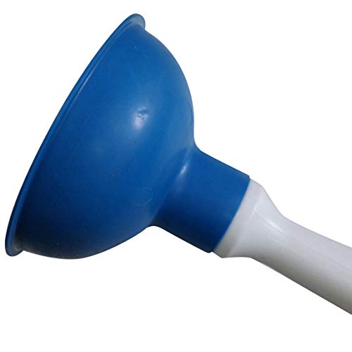Drain Plunger, Small Hand Force Plumber Helper, Little 4 inch Cup Clog Remover, Tiny Rubber Unclogger in 9" Short Handle for Kitchen Sink, Bathroom Toilet, Shower Bath Tub (Blue) - color: Blue
