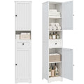 Tall Bathroom Cabinet,Storage Cabinet with 5 Shelves & 1 Drawer, with Adjustable Shelve, for Bathroom, Kitchen, Entryway, Living Room(White) - color: White