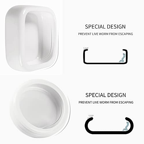 Reptile Food Bowls Ceramic Mini Round Reptile Water Food Dish, Pet Food Bowl for Lizards, Small Snakes, Young Bearded Dragons, Gecko Tortoise Spider (White, Small-2Pack)