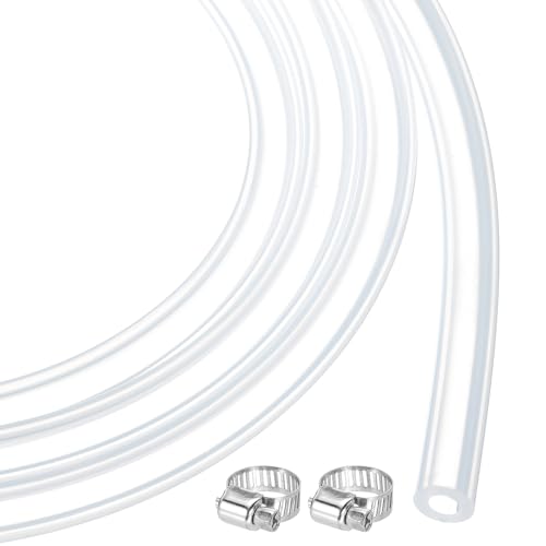 MECCANIXITY 10ft Clear Silicone Rubber Tubing 3/16" ID 3/8" OD Plastic Tube Flexible Air Hose for Brewing, Wine Making, Pump Siphon, 4.8mm x 9.5mm, with 2pcs Clamps - color: Clear, size: 3/16" x 3/8"