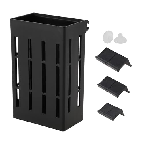Aquarium Plant Holder, Fish Tank Plant Holder, Aquarium Plant Holder with Hooks and Suction Cups, Aquarium Plant Pots for Hanging Plants and Plant Cultivation, Black, 1 Set - color: Black