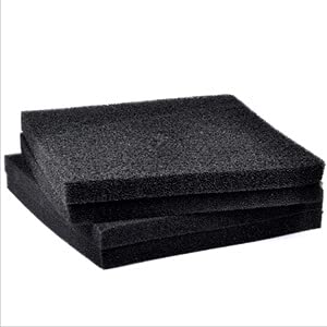 ViaAqua Aquarium Filter Sponge Open Cell Foam Sheet Bio Sponge Filter Media Pad HMF Fish Tank Sump Divider 12" x 12" x 2" (Black, 30 PPI, Medium Coarse)
