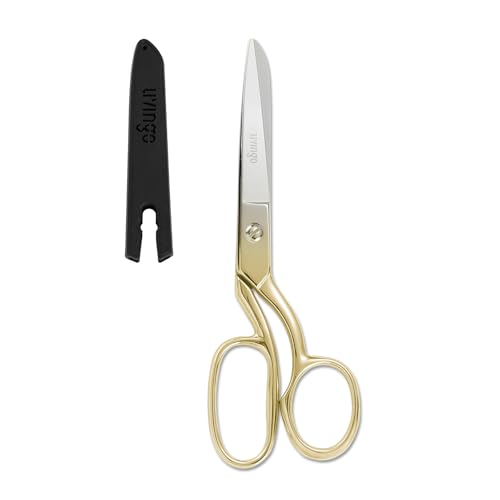 LIVINGO Professional Fabric Sewing Scissors: Multipurpose Heavy Duty Forged Stainless Steel Sharp Bent Blade Dressmaker Classic Cutting Leather Cloth Tailor Shears for Home - 8 inch Gold - color: B-gold