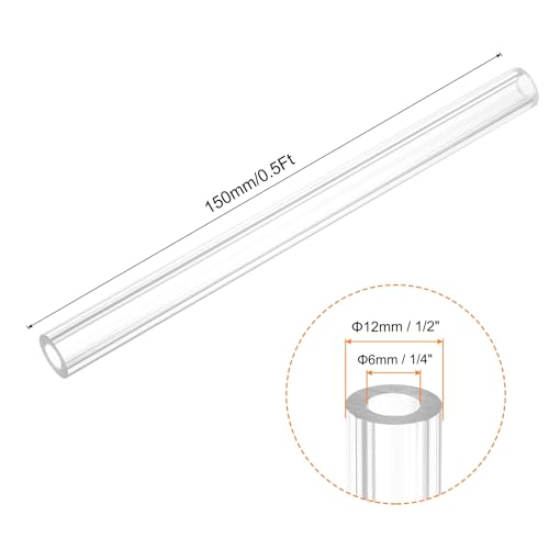 uxcell Rigid Round Clear Tubing 6mm(1/4") ID x 12mm(1/2") OD x 0.5Ft(150mm) Length Plastic Tube - size: 6mm x 12mm x 150mm