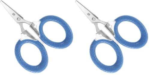 Cuda 3-Inch Titanium-Bonded Micro Fishing Scissors for Mono, Fluorocarbon & Braided Line with Dual Serrated Edges (18826), Blue (Pack of 2) - size: 1 Count (Pack of 2)