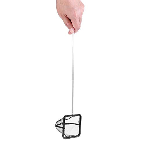 Mogoko Aquarium Fish Net, 10.8" x 16.3" Rectangular Fish Net with 5.5"-16.3" Extendable Telescopic Plastic Handle, Fine Mesh Nylon Fish Tank Accessory - size: 2.8 inch