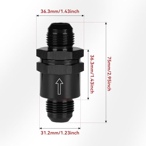 10AN Non Return One Way Inline Check Valve Fitting Aluminum Black - size: 10AN