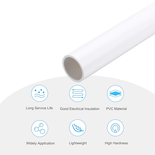 MECCANIXITY 2Pcs 0.98 Inch PVC Rigid Tube Round Pipe 22.2mm ID 25mm OD 12" High Impact for Water Pipe, Aquarium, Fish Tank, Greenhouse Garden, White - color: White, size: 22.2mm x 25mm