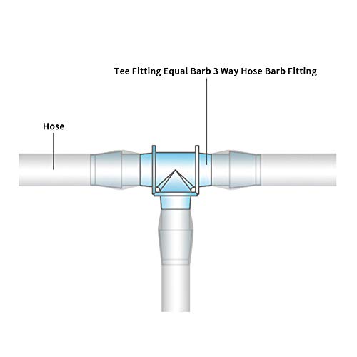 5/32" Tee Fitting Equal Barb 3 Way Hose Barb Adapter for Fuel Gas Liquid Air (Pack of 5) - size: 5/32 inch