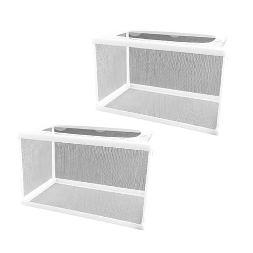 2PCS Protective Aquariums Breeding Cage Netting Nursery Tanks with Suction Cup for Fry Rearing and Secure Observation Fish Breeding Box with Suction Cup - color: large