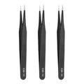 HARFINGTON 3pcs 4.8" Long ESD-10 Anti-static Straight Pointed Tip Tweezers Stainless Steel Round Edge Non-magnetic Precision Tweezers for Various Electronics Precise Repair - size: 4.8"（ESD-10)