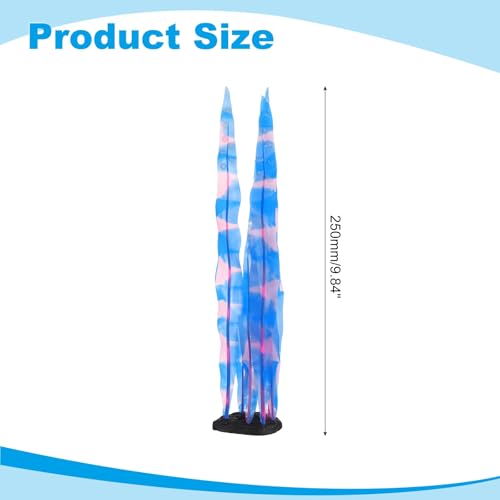 Aquarium Decoration, 10" Plastic Fish Tank Plants Artificial Silicone Glowing Kelp Aquarium Plants Ornament, (Blue, 1 Pcs), Intended for Tall Fish Tank Decor/Landscaping - color: Blue, size: 10"