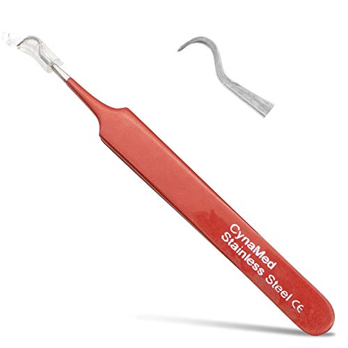 Blackhead Tweezer - Professional Curved Steel Tip Surgical Comedone & Splinter Extractor. Ideal Blemish & Acne Remover Tool Means Flawless Facial Skin (Red) - color: Red