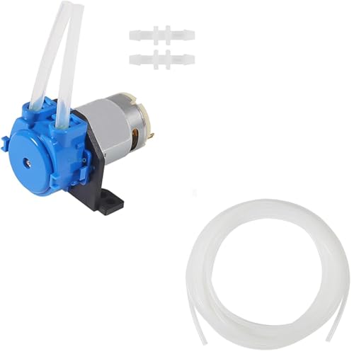 12V DC Dosing Pump Peristaltic Dosing Head Low Flow Peristaltic Pump with Connector and 5M 3mmx5mm Tube(L-Shaped Board) - size: L-shaped Board