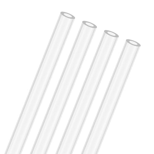 M METERXITY 4-Pack Clear Rigid Acrylic Pipe, 5mm[0.2"] ID x 9mm[0.35"] OD Plastic Round Tube for Water Cooling System/Lamps/Fountains/Aquariums/Display Stand, Acrylic Tubing [305mm/12IN] - size: 5mm ID x 9mm OD