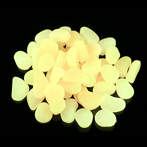 Glow in The Dark Rocks Pebbles - 100pcs Fish Tank Aquarium Decoration Stones Small Luminous Pebbles for Lawn Patio Garden Indoor Outdoor Vase Decor and DIY Ideas, Powered by Light or Solar, Pink - color: Pink, size: 100pcs