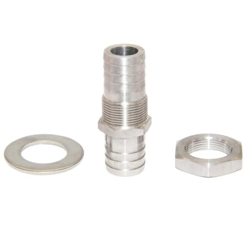Beduan 3/4" Hose Barb Thru-Bulk Bulkhead Straight Hex Union Stainless Steel Fitting(Pack of 2) - size: 3/4" Hose Barb, style: Pack of 2