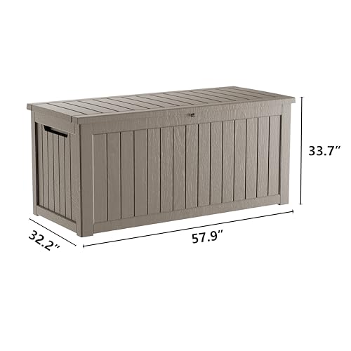 TARKARI 270 Gallon Outdoor Storage Box Waterproof, Resin Deck Boxes with Lockable Lid & UV-Resistant for Patio, Pool, Garden Furniture Cushions & Accessories, Coffee - color: Coffee, size: 270 GAL
