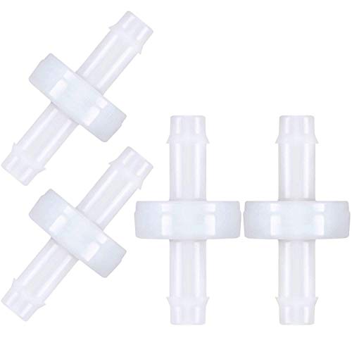 Mudder 4 Packs 1/4 Inch Check Valve, 6mm PVDF Plastic Wear-resistant One Way Check Valve for Fuel Gas Water Air