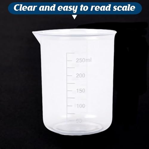 6-Pack Plastic Graduated Lab Beakers, 250ml & 300ml Mixing Measuring Cups, Transparent PP for Science, Kitchen, DIY & Education - style: 250 ML/300ML