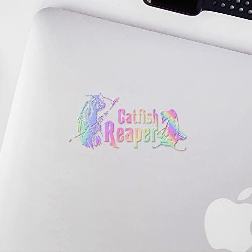 Decal Stickers of Catfish Reaper Fishing #2 (Hologram) (Set of 2) Premium Waterproof Vinyl Decal Stickers for Laptop Phone Accessory Helmet Car Window Mug Tuber Cup Door - BICVER1570832HOW19Y24 - color: Hologram, size: 6.8'' x 3.3''