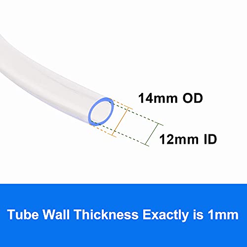 QuQuyi PVC Vinyl Tubing Lightweight Grade Clear Plastic Tube, 12mm ID X 14mm OD PVC Tube Flexible Plastic Hose Line Pipe Oil Resistant Multipurpose Vinyl Hose, BPA Free，3.3FT - size: 12x14mm, style: 3.3 Feet