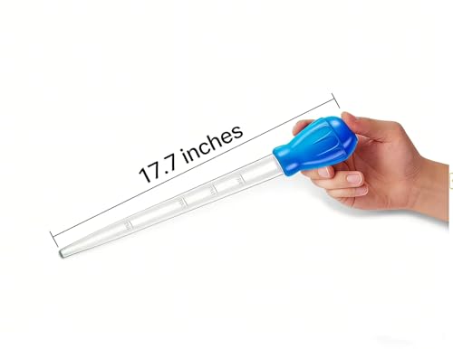 2Pcs Extra Long Turkey Baster for Aquarium, 50ml Aquarium Water Changer Siphon for Fish Tank Cleaning, Waste Remover for Aquarium, (Blue-17.7IN)