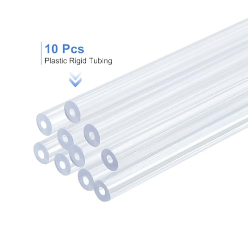 uxcell 10 Pcs Clear Plastic Rigid Tubing 1mm ID x 3mm OD, 0.5 Meters Length Round Polycarbonate Tubing for Aquarium Water Pipe, Water Cooling System, Plumbing - size: 1mm x 3mm