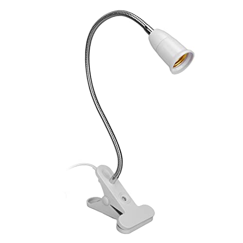 ciciglow Light Bulb Holder,Flexible Wire Neck 360° Adjustable E27 Light Socket,Light Stand with Switch 11.8In Cable Clip Lamp Clamp Light Socket Clamp Lamp Fixture for Aquarium Plant Grow and Reading
