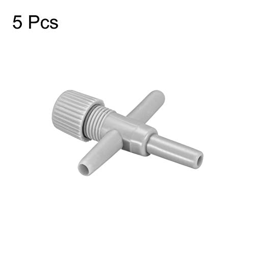 uxcell Aquarium Air Valve Cross Shaped 3 Way Air Pump Control Valves for Fish Tank Plastic Gray 5Pcs