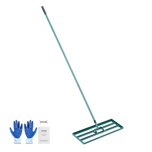 VEVOR Lawn Leveling Rake, 30" x10" Level Lawn Tool, Heavy-Duty Lawn Leveler with 78" Steel Extended Handle, Yard Leveling Rake Suit for Garden, Golf Lawn, Farm, Green - size: 30"x10", style: Classic: Alloy