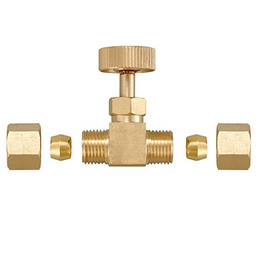 Premium Brass Replacement Control Needle Valve 1/4" OD Compression X 1/4" OD Compression - size: 1PCS 1/4"OD x 1/4"OD