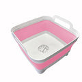 9L (2.4Gal Dish Basin Collapsible with Drain Plug Carry Handles , Space Saveing Kitchen Storage Tray Dish Wash Basin, Portable Dish Tub for Camping ,RV,Pink - color: Light Pink