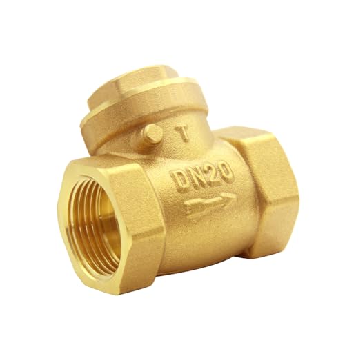 Joywayus 3/4” Female Thread Brass Horizontal Check Valve DN20 One-Way Non-return Swing Check Valve Prevent Water Backflow - size: 3/4" Female