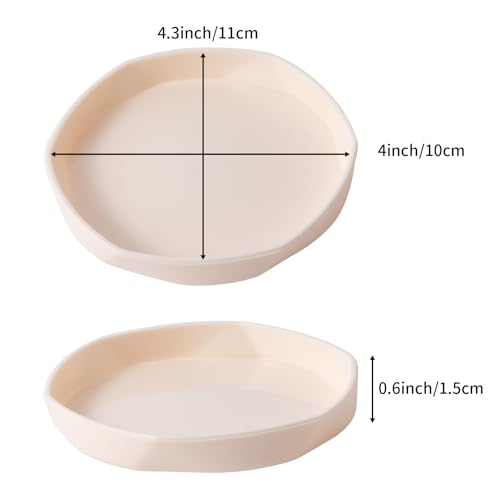 COMSUN 4 Pack Small Reptile Food Dish Bowl, Plastic Worm Water Dish Plate for Lizard Gecko Bearded Dragon Chameleon 4" W x 4" D x 0.5" H, White and Grey - color: White and Grey